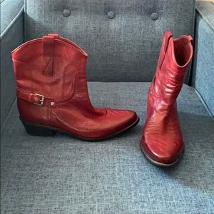 Franco Sarto Red Ankle Boots
